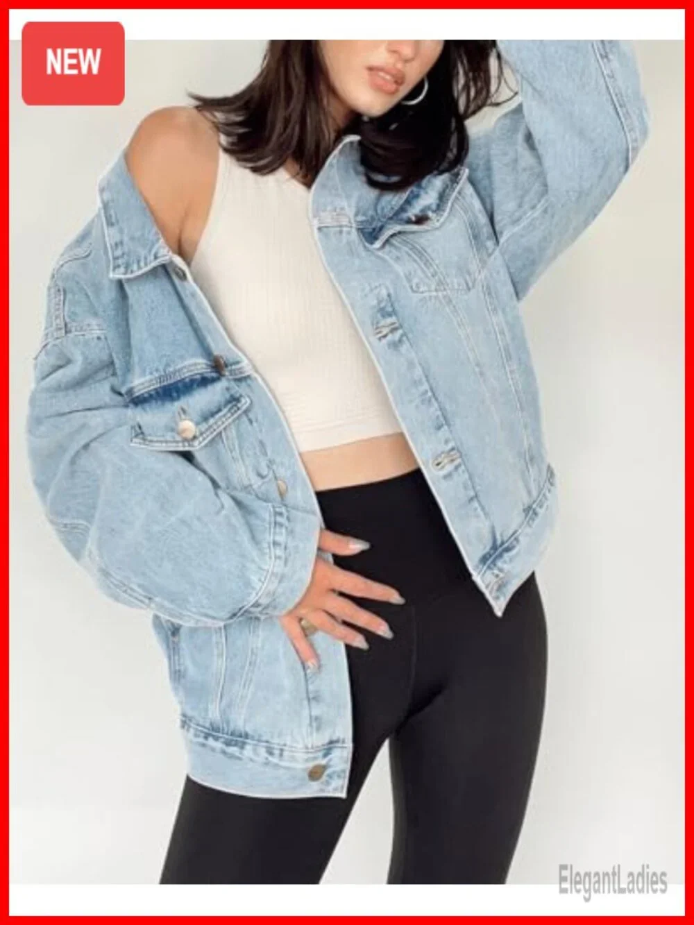 Oversized Long Denim Jacket Women Shacket Trucker Button Down